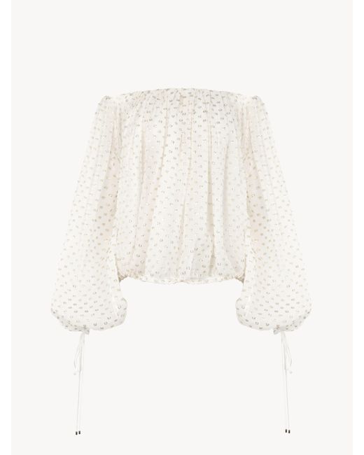Top froncé à épaules dénudées en jacquard de soie et lurex Chloé en coloris Multicolor