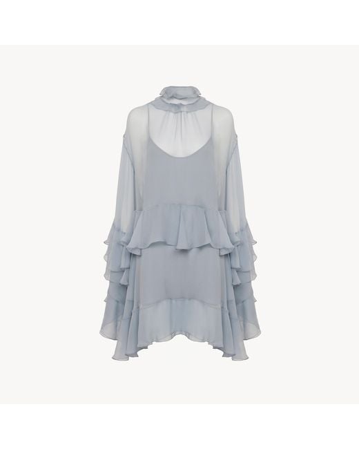 Chloé Blue Ruffled Mini Dress