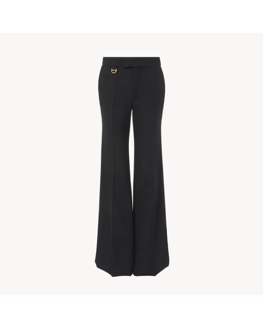 Chloé Black Flared Tailored Pants In Wool Gabardine