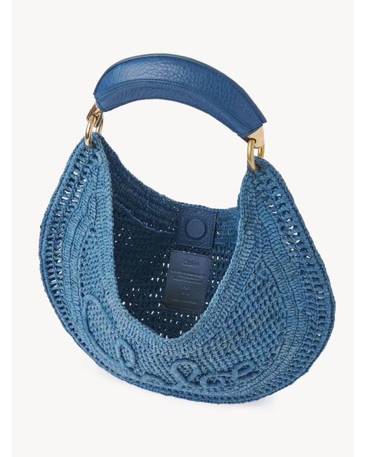 Chloé Summer Banana Hobo Bag In Raffia in Blue | Lyst