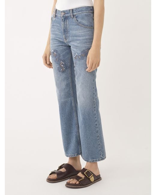 Chloé Blue Cropped Bootcut Jeans
