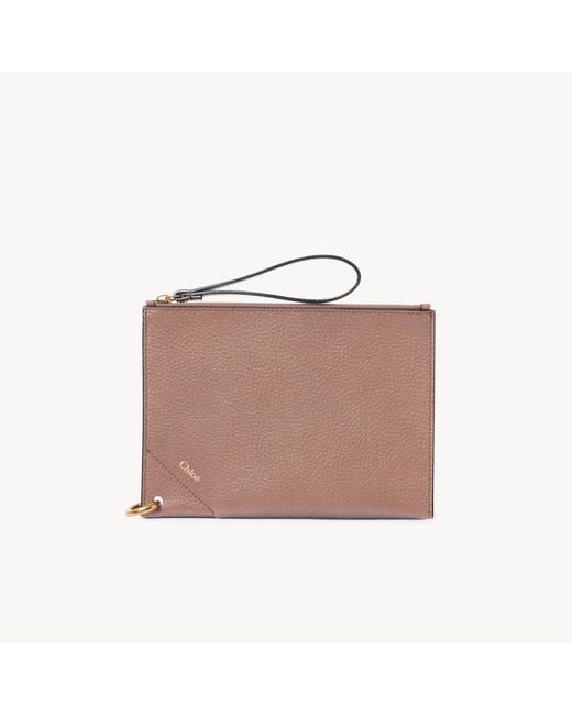 Chloé Brown Spin Zipped Pouch