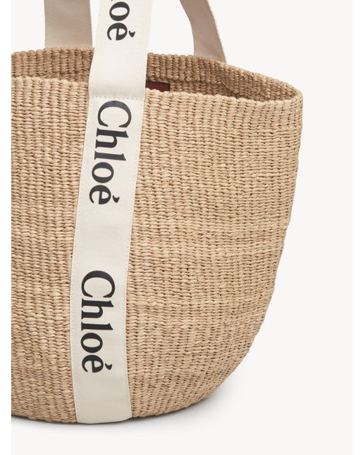 Chloé Brown Large Woody Basket In Fair-trade Paper