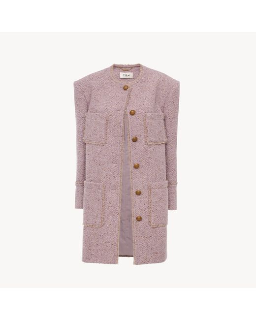 Chloé Purple Single-Breasted Collarless Coat