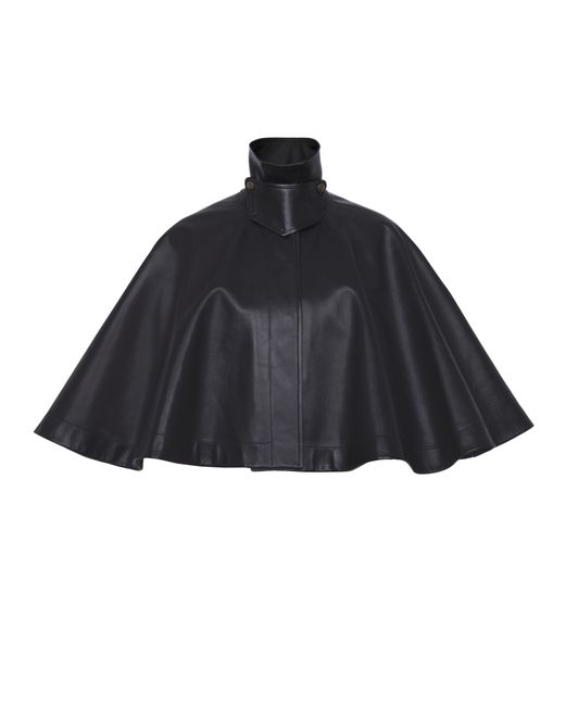 Chloé Black Short Cape In Soft Nappa Leather