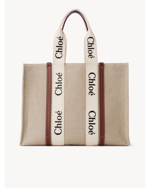 Tote Bag Grande Woody di Chloé in Natural