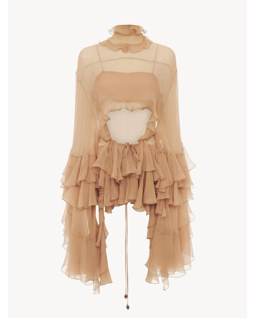 Chloé Fluid Volant Top in het Natural