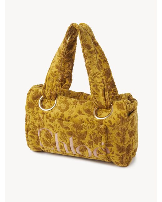 Chloé Yellow Große Chloé Plage Tote Bag aus Jacquard-Frottee