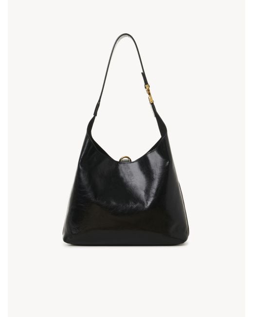 Chloé シャイニーレザー製スモールMarcieホーボーバッグ 婦人向け ブラック サイズ 牛革（カーフ） 100 Black
