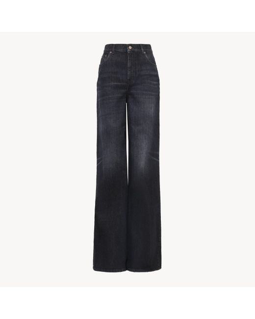 Jeans A Gamba Ampia E Vita Alta di Chloé in Blue