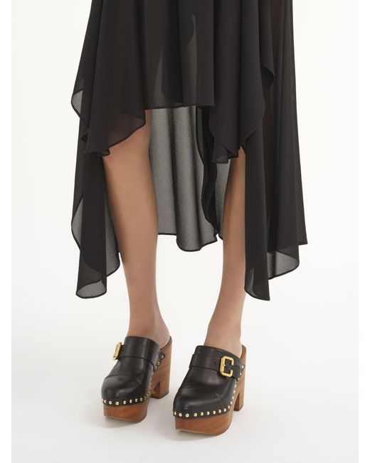 Chloé Black Fluid Volant Shorts In Silk Georgette