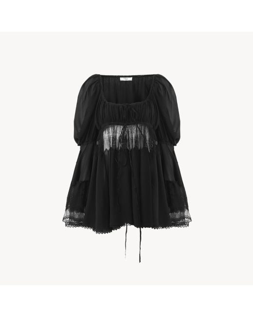 Top Con Maniche A Sbuffo E Scollo Profondo di Chloé in Black