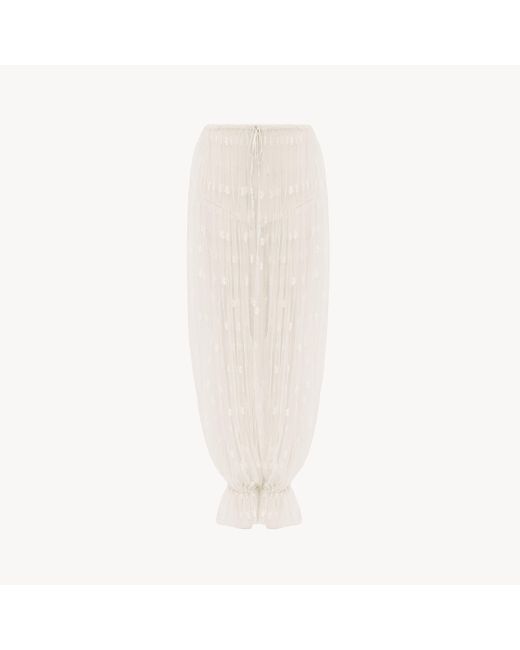 Chloé White Drawstring Pants In Embroidered Lace
