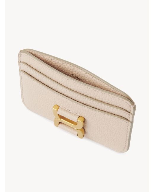 Chloé Natural Marcie Card Holder In Grained Leather