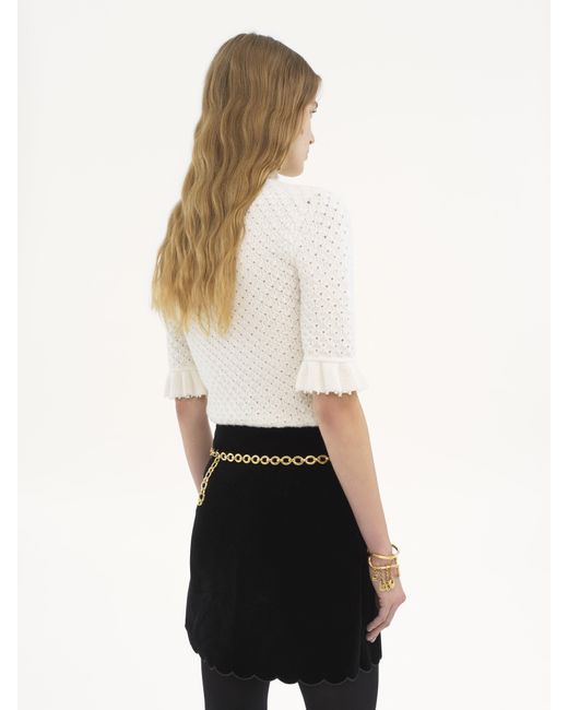 Pull à manches courtes en maille de laine et cachemire Chloé en coloris Natural