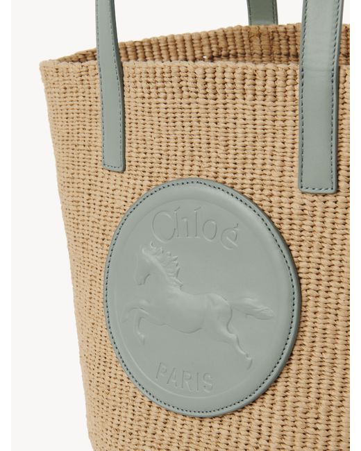 Chloe クロエ Horse Medal ラージ バスケットバッグ かごバッグ Chloé Large Horse Medal Basket In Natural Fibers in Sepia