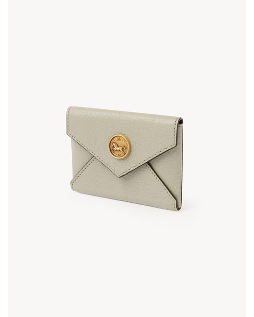 Chloé White Envelope Kartenetui aus genarbtem Leder