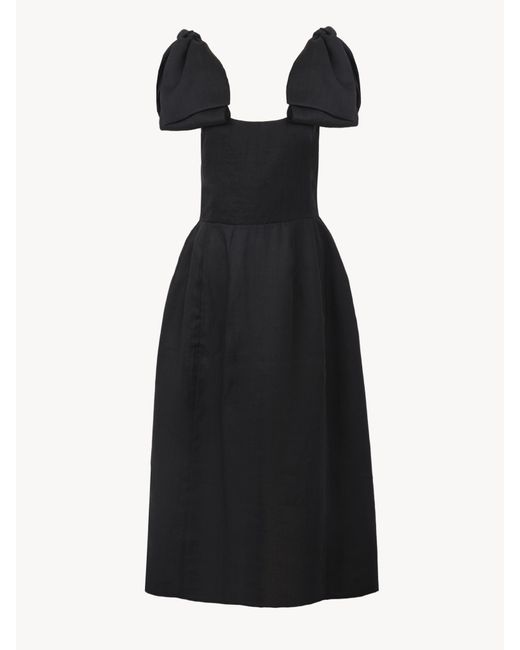 Chloé Black Bow-strap Sun Dress