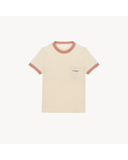 Chloé Natural Crew-Neck Logo T-Shirt