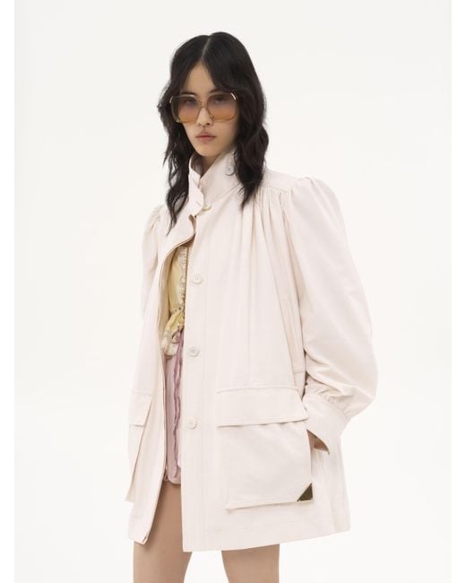 Veste col montant utilitaire en toile de coton Chloé en coloris Natural