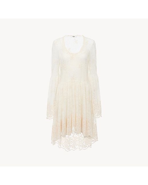 Chloé 刺繍レース製スクープネック ミニドレス White
