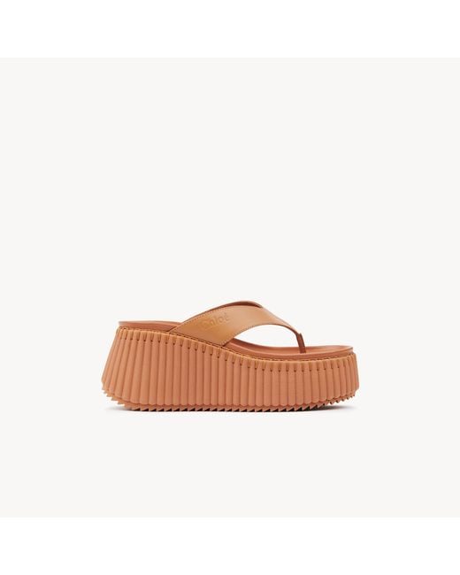 Chloé Brown Nama Wedge Slide
