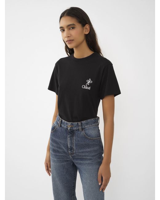 Chloé Black Embroidered T-shirt