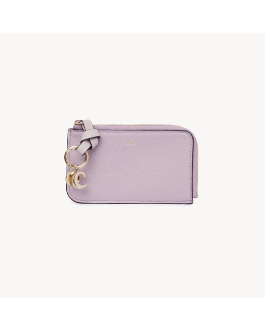 Chloé Purple Alphabet Portemonnaie aus genarbtem Leder