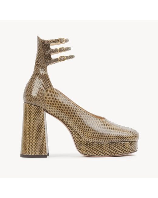 Chloé Metallic Loti Platform Pump 100% Lambskin