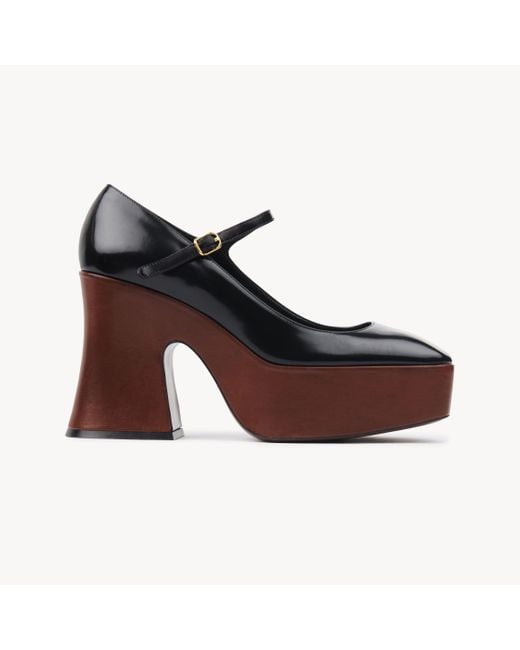 Chloé Brown Janis Platform Pump 100% Lambskin