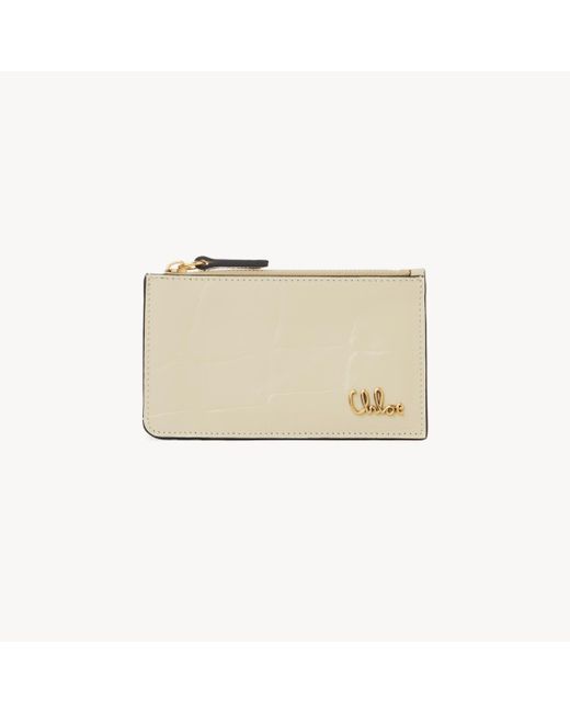 Chloé Natural Kleines Chloé Iconic Portemonnaie aus Leder mit Krokodilledereffekt mit Kartensteckfächern