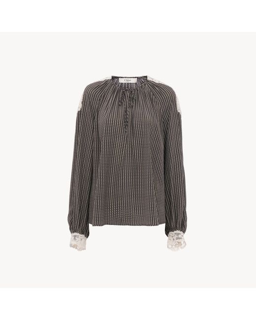 Chloé Gray Open-Neck Top