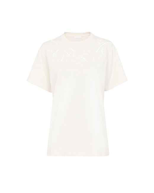 Chloé Natural Embroidered T-shirt