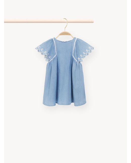 Chloé Blue Denim Short-sleeved Dress