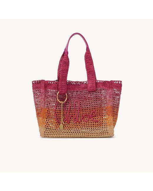 Chloé Red Summer Banana East-West Tote Bag