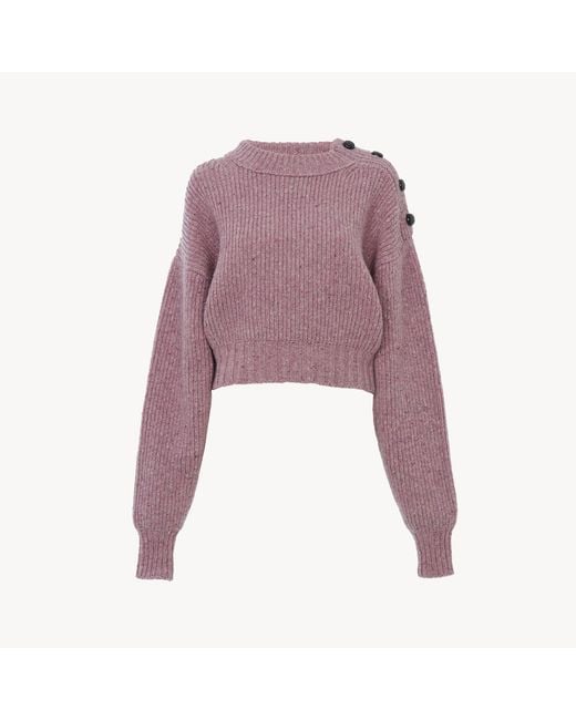 Chloé Purple Cropped Mock-Neck Jumper