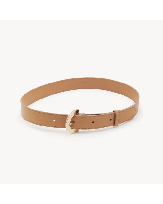 Chloé Brown C Belt 100% Calf-Skin Leather