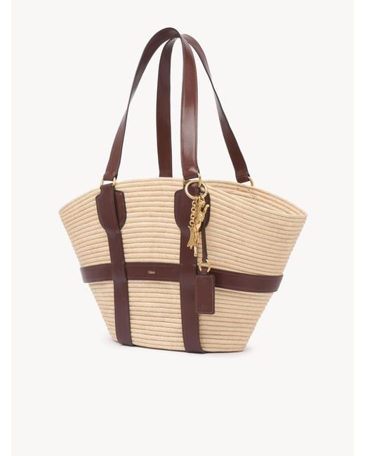 Chloé Natural Große Kerala 25 Korbtasche aus geflochtenen Fasern