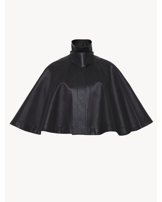 Chloé Black Short Cape In Soft Nappa Leather