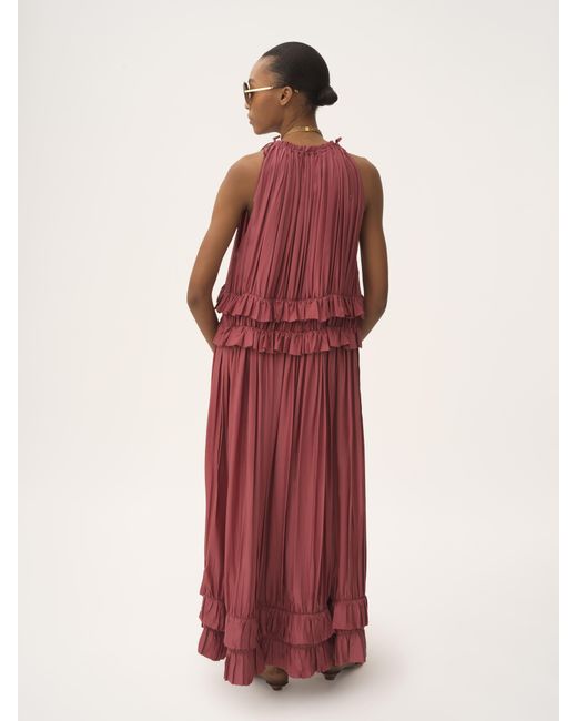 Robe longue sans manches en pongé de soie lavée Chloé en coloris Red