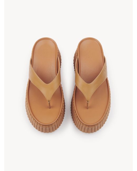 Chloé Nama ウェッジ スライド 婦人向け オレンジ サイズ 牛革 100 Brown