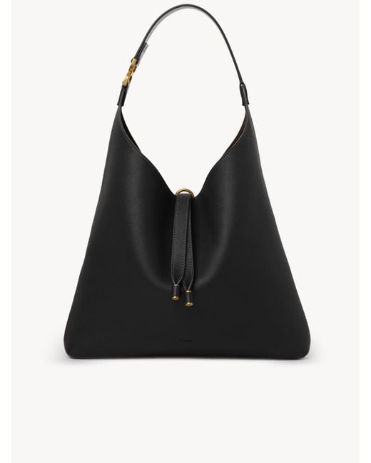 Chloé Black Marcie Hobo Bag In Grained Leather