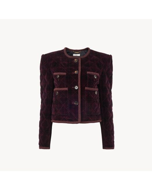 Chloé Purple Boxy Collarless Jacket