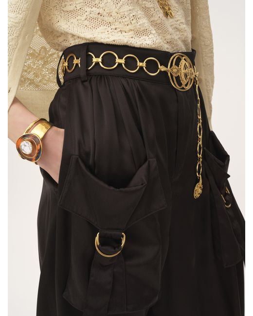 Chloé Black Fluid Cargo Pants In Silk Satin