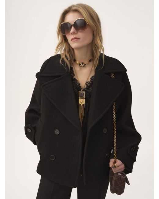 Chloé Black Oversized Short Coat In Wool