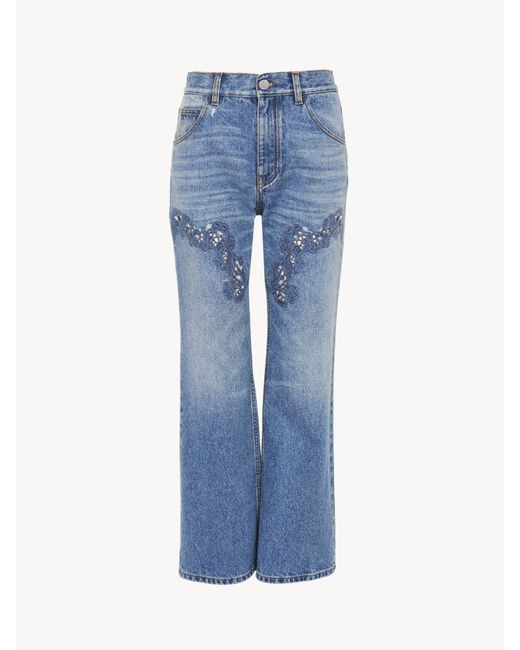 Chloé Blue Verkürzte Bootcut-Jeans