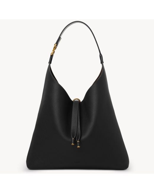 Chloé Black Marcie Hobo Bag In Grained Leather