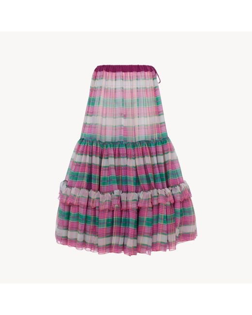 Chloé Pink Ruffled Long Skirt