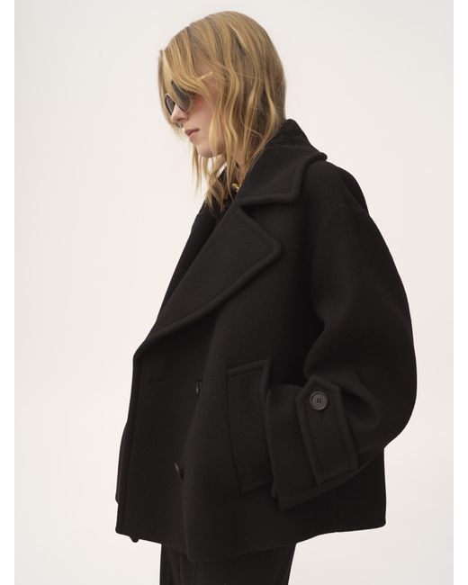Chloé Black Kurzer Oversize-Mantel aus Wolle