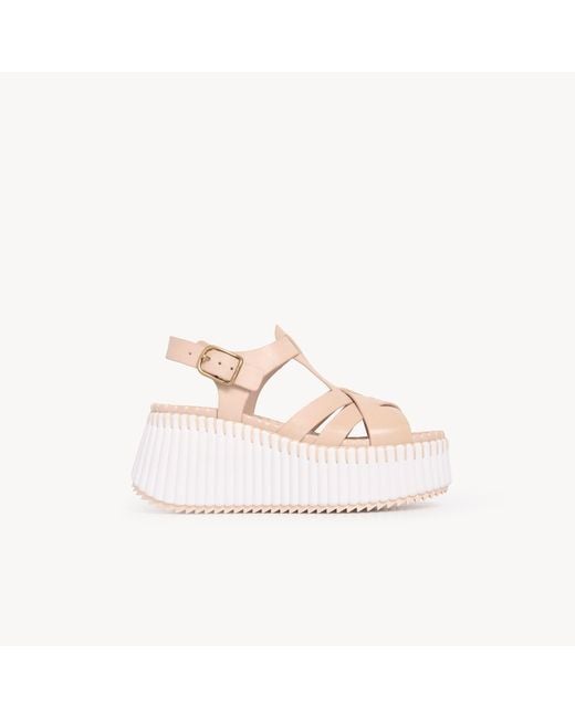 Chloé Pink Nama Wedge Sandal
